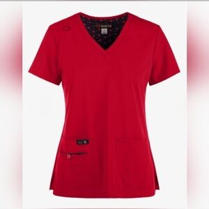 NWOT | Koi | Basics Becca 4-Pocket STRETCH V-Neck Scrub Top | Medium | Red